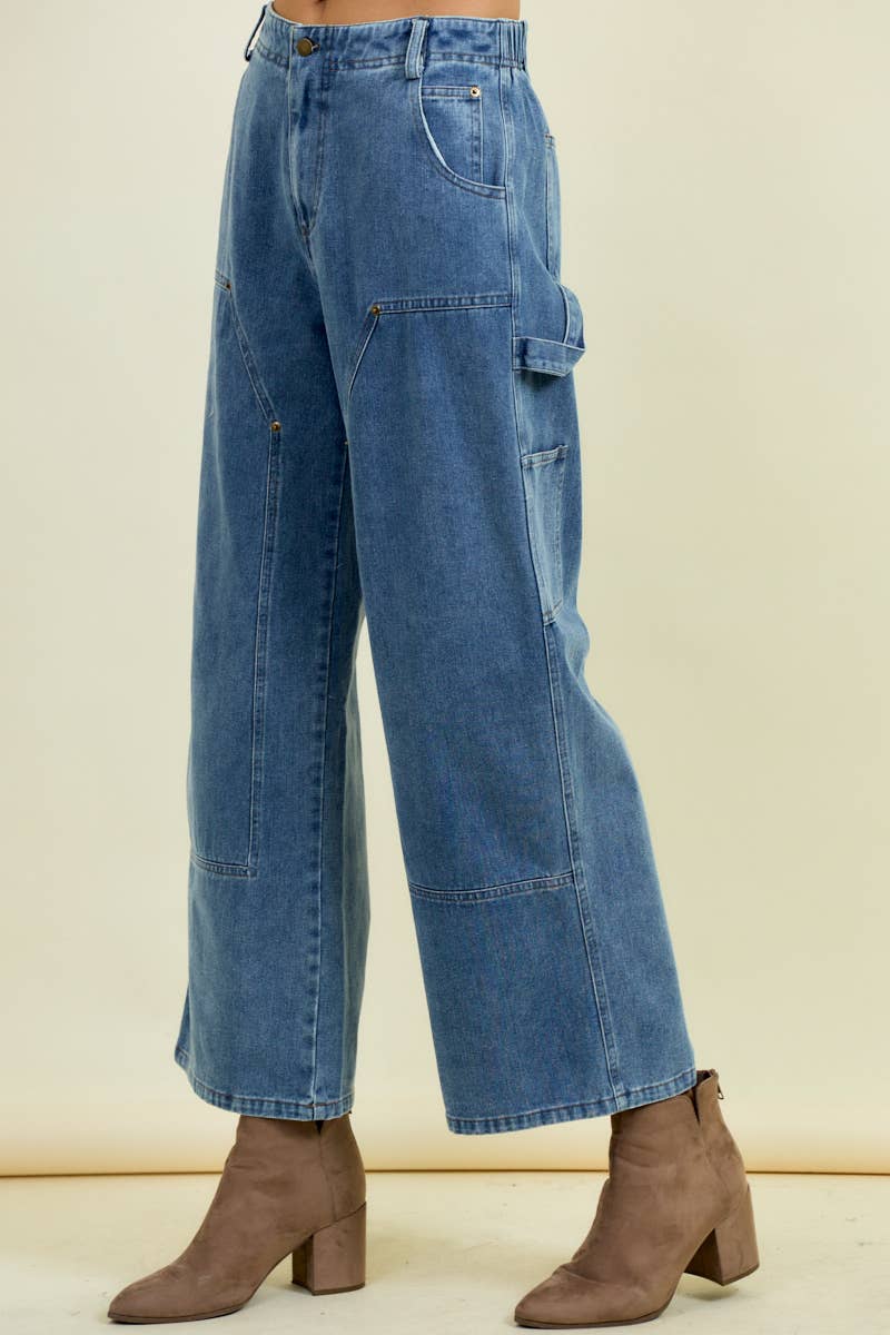 Relaxed Straight Fit Denim Carpenter Pants - 8843P for wholesale on Faire1