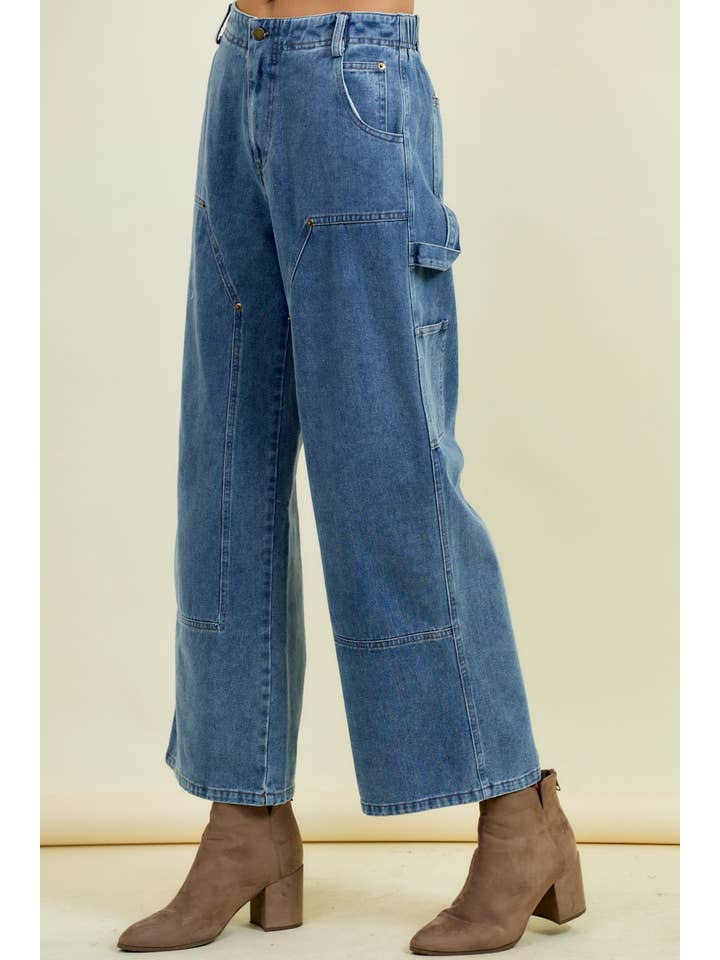 Relaxed Straight Fit Denim Carpenter Pants - 8843P for wholesale on Faire1