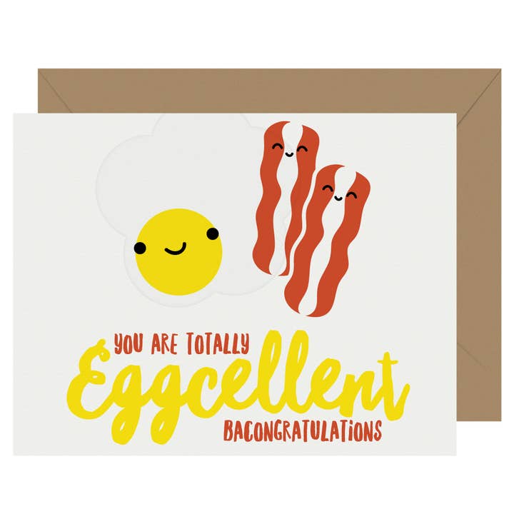 Cutie Kawaii Eggcellent Congratulations Letterpress Card for wholesale by Letterpress Jess