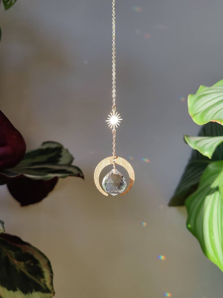 CELESTE • Mini Suncatcher van Messing & Glas Kristal voor wholesale door Atelier Intuitive