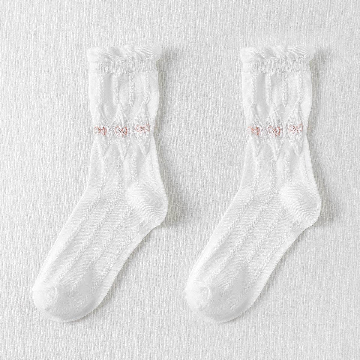 Funkyrel® Atzbranding Limited – Engroshandel Strømper - Dame – Rufia - hvide strømper med rullede kanter til kvinder5