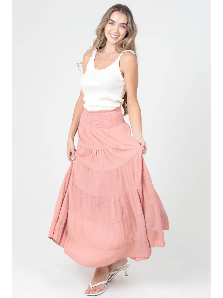 ANGIE - Wholesale Skirt - Women's - 26P57-ASIS TIERED A LINE MAXI SKIRT21