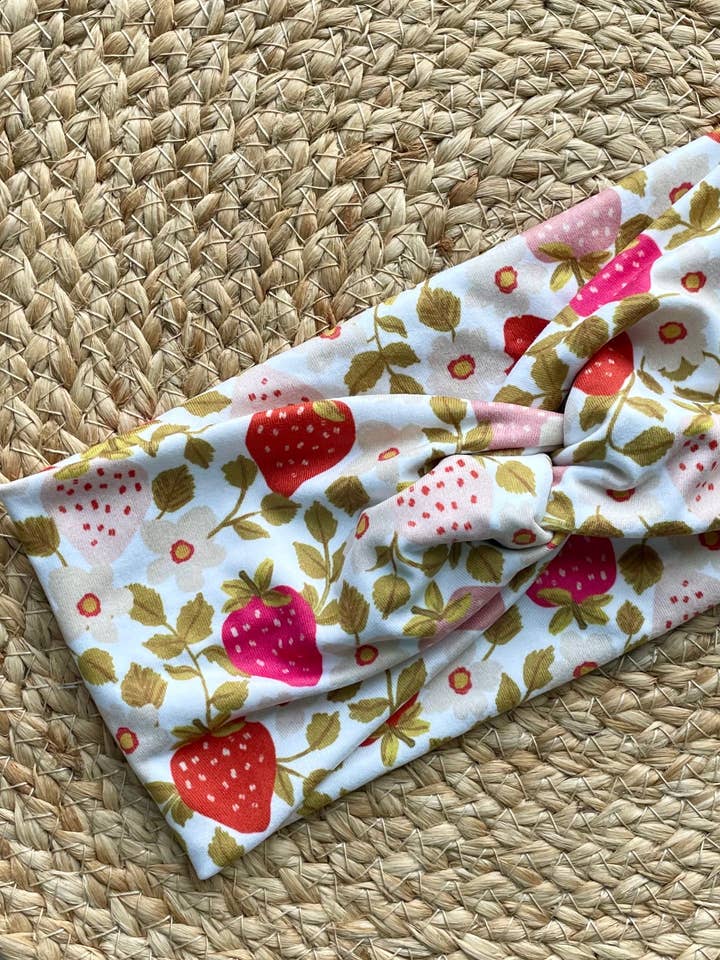 Strawberry Vines Knit Twist Headband for wholesale by Designs by Rachel Joy
