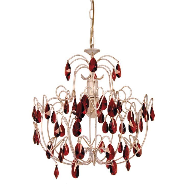 PAMPILLES hvid, elfenbens og gylden buet metal lysekrone for engroshandel hos Tosel Shop