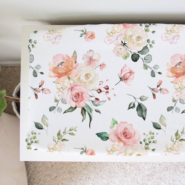 Honey Lemonade - Wholesale Changing Mat/Pad Cover - Baby - Changing Pad Cover - Peach Floral
