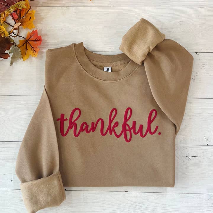 Embossed Thankful Oversized Sweatshirt for wholesale by Up2ournecksinfabric