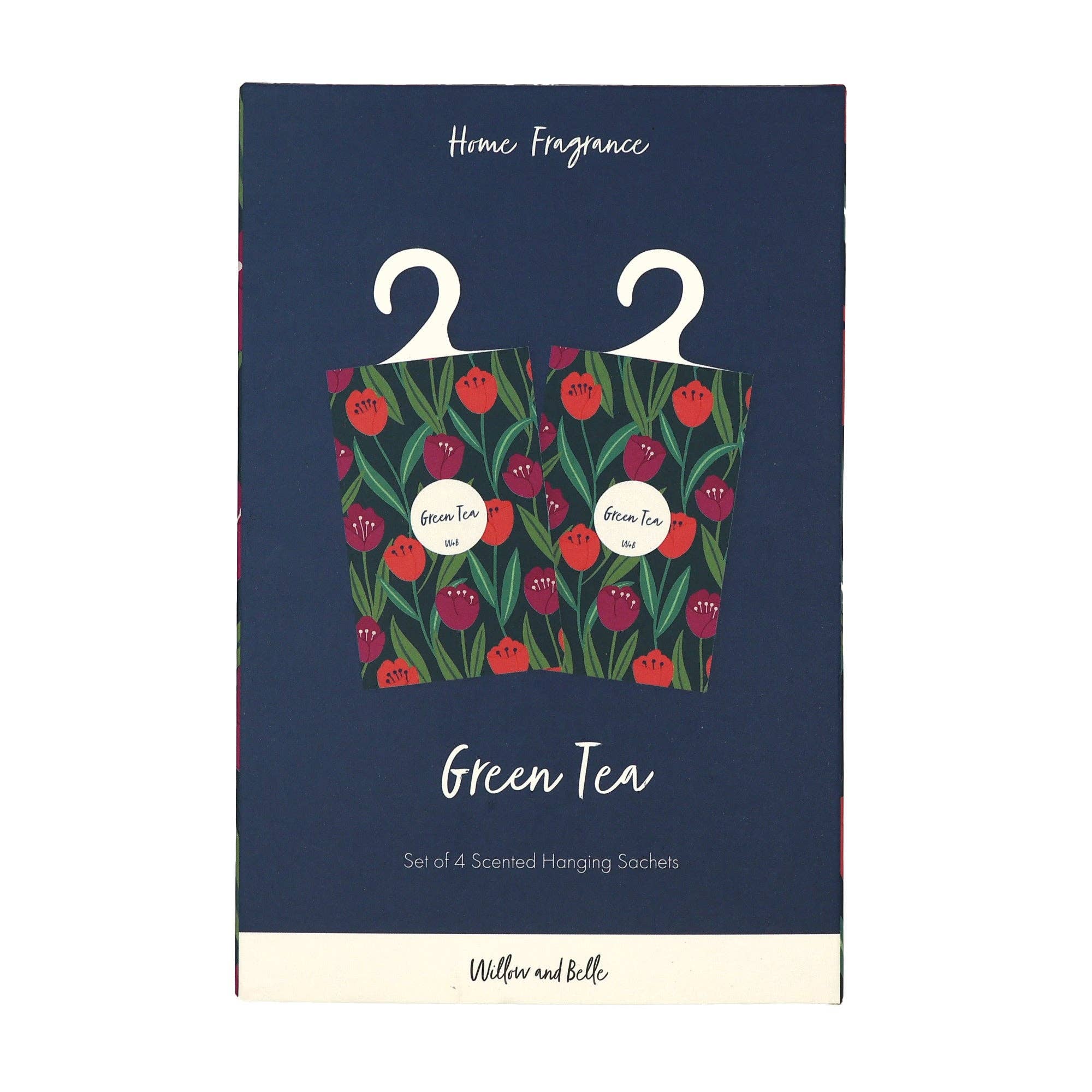 Robert Frederick Ltd – wholesale Sachet – Willow and Belle Scented Hanging Sachet - Set of 4 Green Tea - Tulips Design1