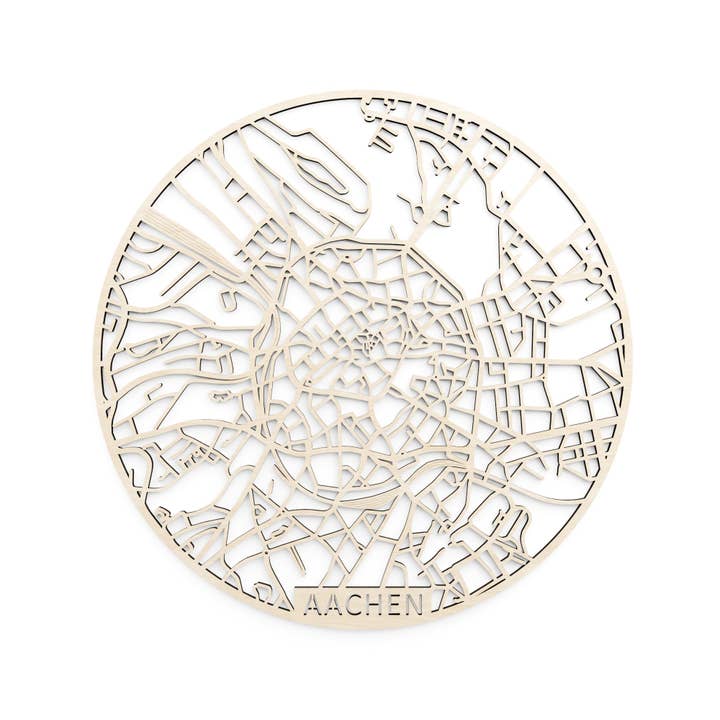 Carte de la ville en bois, Allemagne Aix-la-Chapelle pour la vente par Papurino