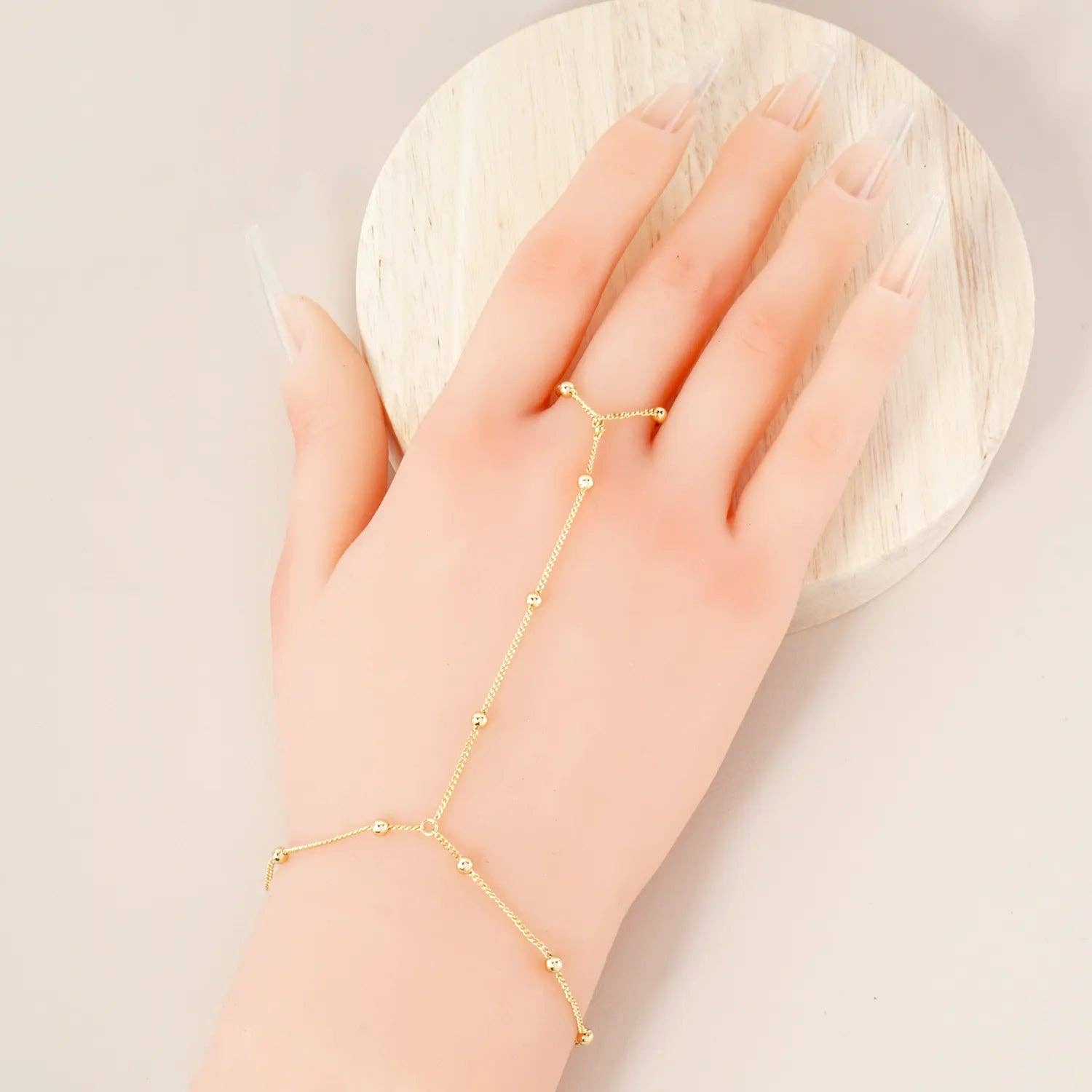 Wild Honey - Wholesale Link & Chain Bracelet - 18K-Gold-Dipped Brass Satellite Hand-Chain Bracelet2
