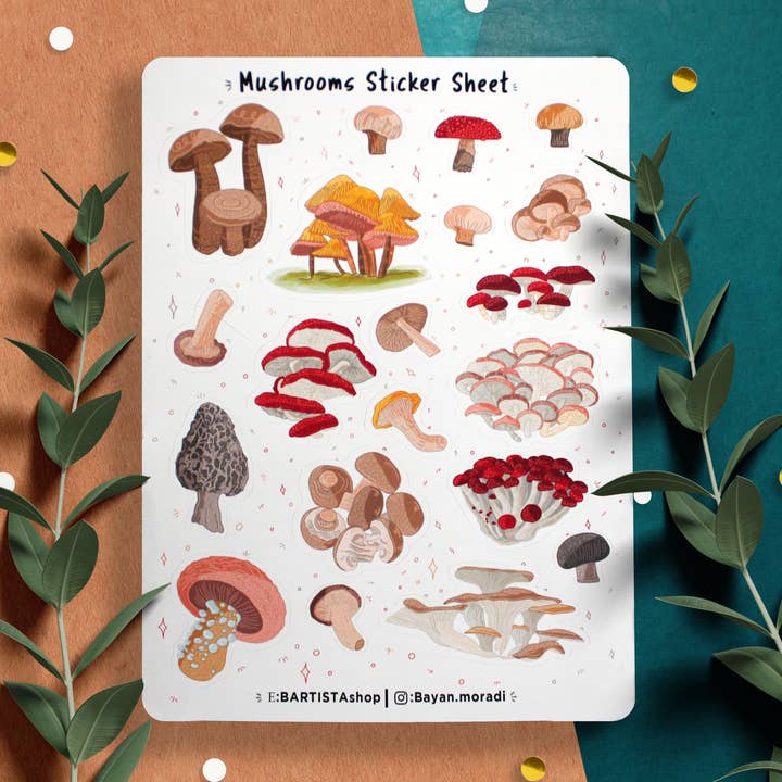 Aufkleberblatt mit Pilzen, Planer-Aufkleber, Bullet-Journal für den Großhandel von Bartista