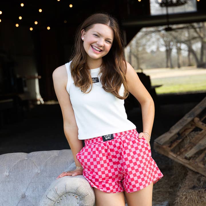 BXCK-PINK PINK CHECKERED BOXER SHORT for wholesale on Faire