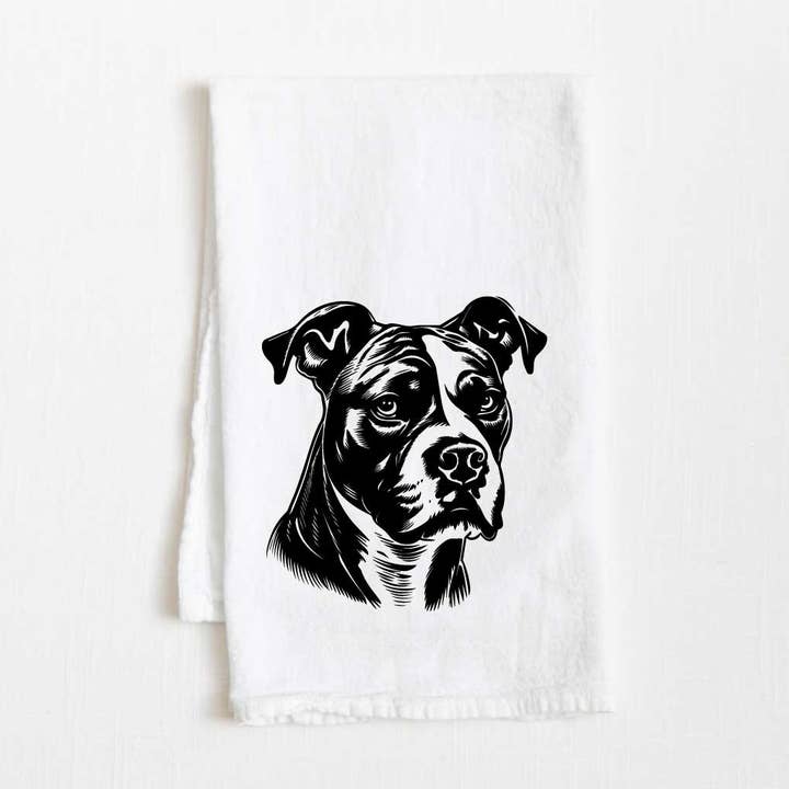 Torchon de cuisine en sac de farine avec chien American Staffordshire Terrier - 36" x 32" pour la vente par Towel Town