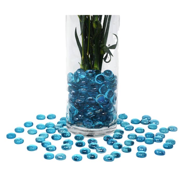 Tsyware - Wholesale Spiritual Stone/Crystal - 1Lb (1 Bag) Flat Glass Marble Ocean Blue Color Glass Pebble