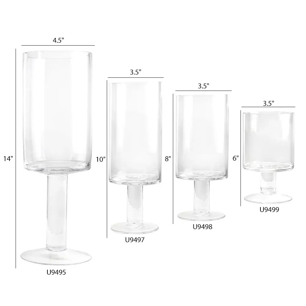 Clair Vase en verre linéaire avec tige, transparent (8,9 cm en haut, H-25,4 cm) en vente sur Faire1