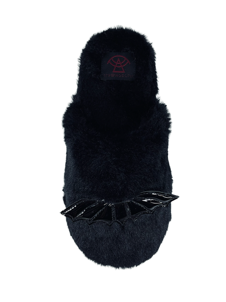 STRANGE CVLT – wholesale Tofflor - Dam – Kreepy Kozy svart bat-toffel2