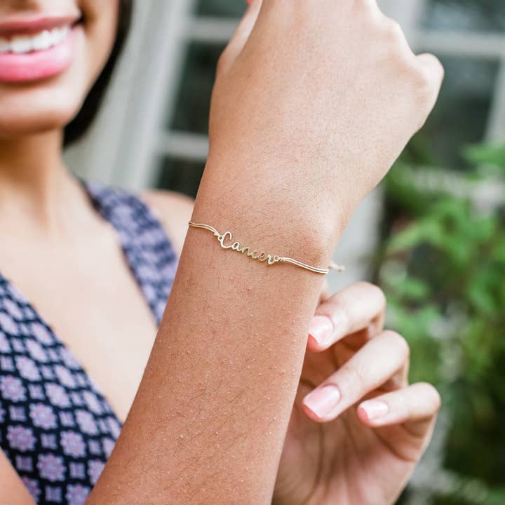 Lucky Feather - Wholesale Bedelarmbandje - Zodiac Cord Bracelet Gold - CANCER - 21 juni - 22 juli3