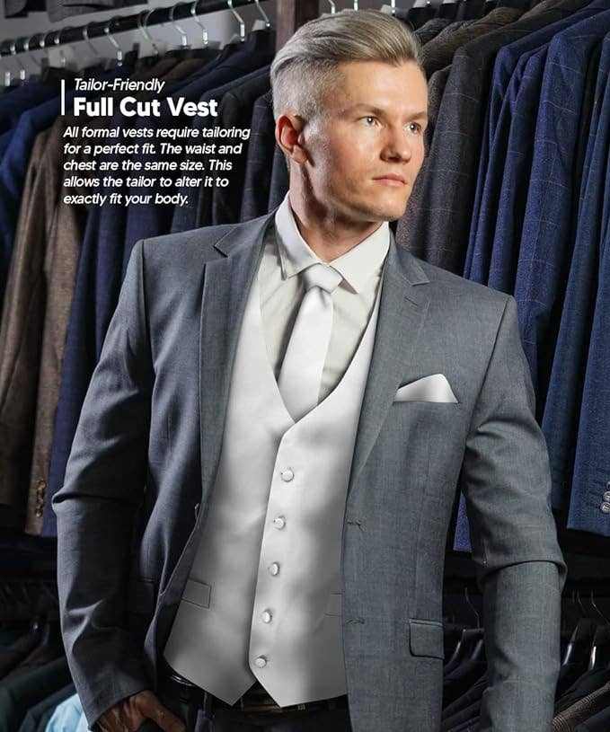 Dubal Brothers - Wholesale Suit Vest - Men's - Vittorio Farina Solid Satin Vest Set (White Back) Var. 02 (Mustard-Yellow)37