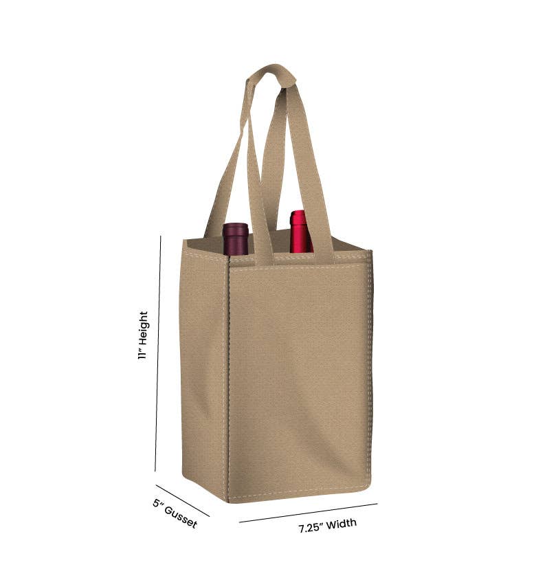 Non Woven Totes - Wholesale Wine Tote - Reusable 2-Bottle Wine Tote Bag-7.25x11x5 with Bottom Gusset | Custom Printed Wine Totes14