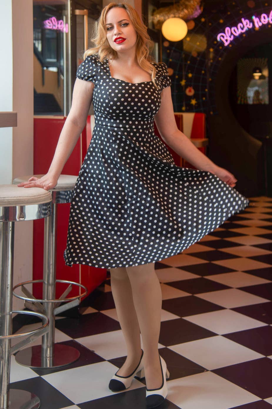 Dolly & Dotty - Wholesale Dress - Women's - Claudia Flirty Fifties Style Dress in Black0