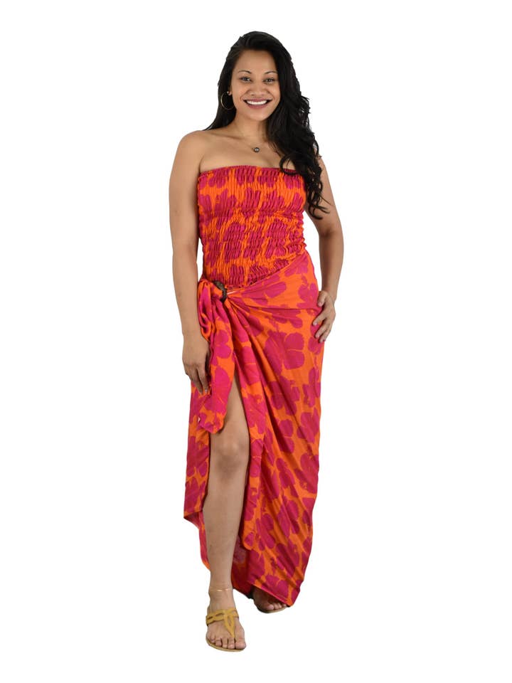 Island Style Clothing Co by Akamai Distribution Ltd - Wholesale Swim Cover Up - Women's - Hibscus Sarong | Red Sarong | Red Orange | Pareo3