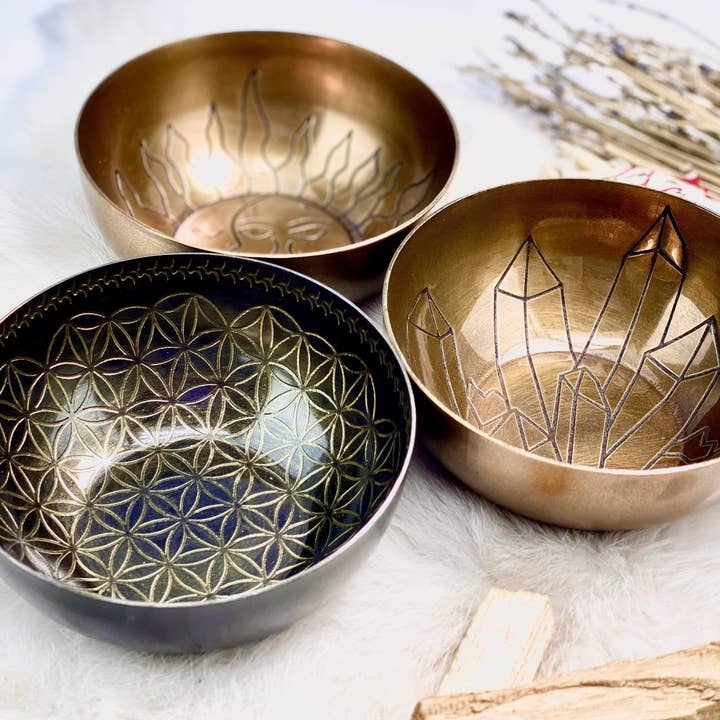 Rock Paradise - Wholesale Decorative plate/dish/bowl - Crystal Offering Bowl Brass - Crystal Holder (RK16-58)2