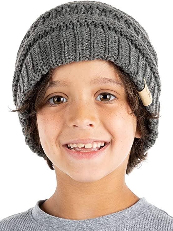 Kids Oversized Beanie (Charcoal) for wholesale by Funky Junque