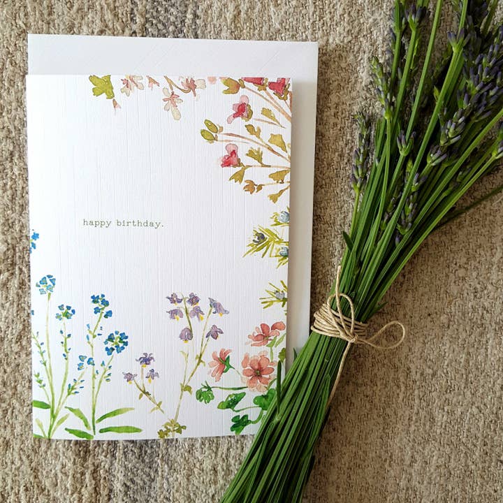 feather.ink - Vendita all'ingrosso Biglietti di auguri - biglietto di compleanno con acquerello floreale in formato A61