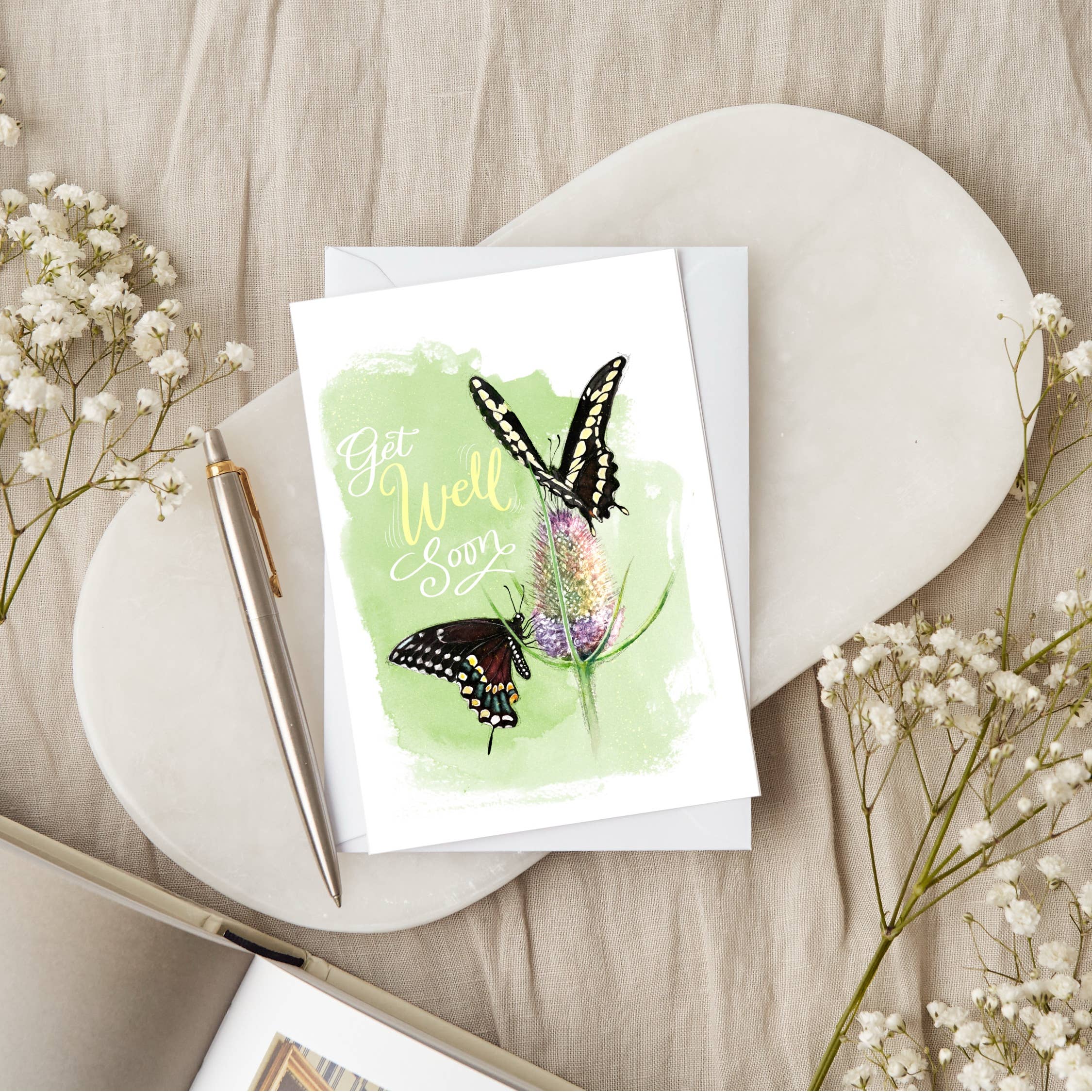 Christy Obalek Illustration - Wholesale Get Well Card - Get Well Soon Butterflies card1