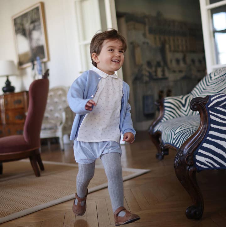 Bloomer sky blue velvet hedgehog for wholesale by LES ENFANTINES