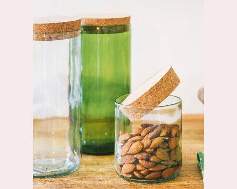 WAS A BOTTLE - Venta al por mayor Tarros - Frascos de vidrio para almacenamiento con tapa de corcho hechos de botellas de vino recicladas2