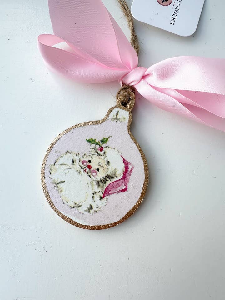 Pink Santa Bauble Ornament for wholesale by SoCharm Designs