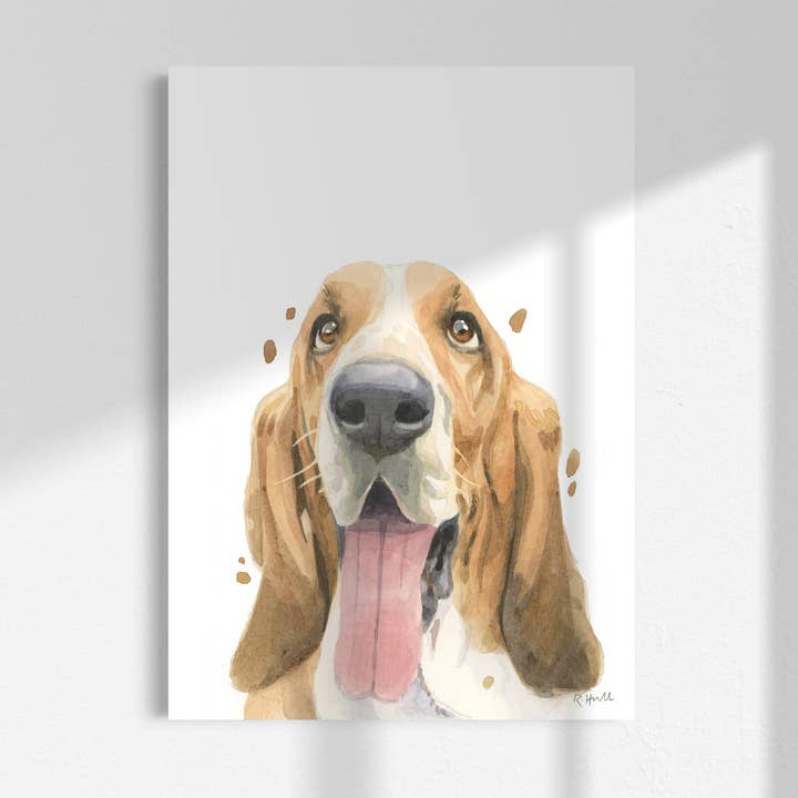 Basset Hound A4/Brev Print for engroshandel hos Robert James Hull