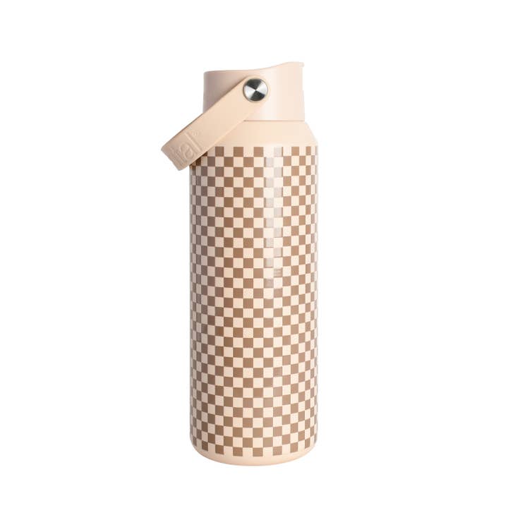 Elemental - Wholesale Water Bottle - Insulated Leakproof Bottle with Handle 40oz - Brown Check1