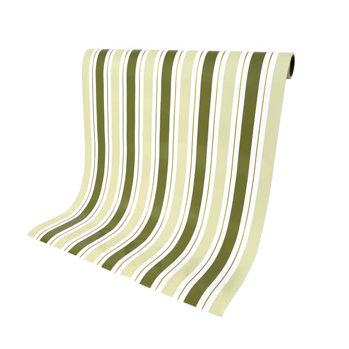 Gatherings by Curated Paperie - Wholesale Disposable Table Cover/Runner - Green Stripe Paper Table Runner0