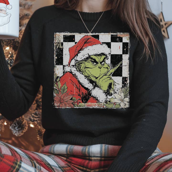 Sweatshirt rétro Père Noël Grincheux Halloween pour la vente par JAC Wholesale