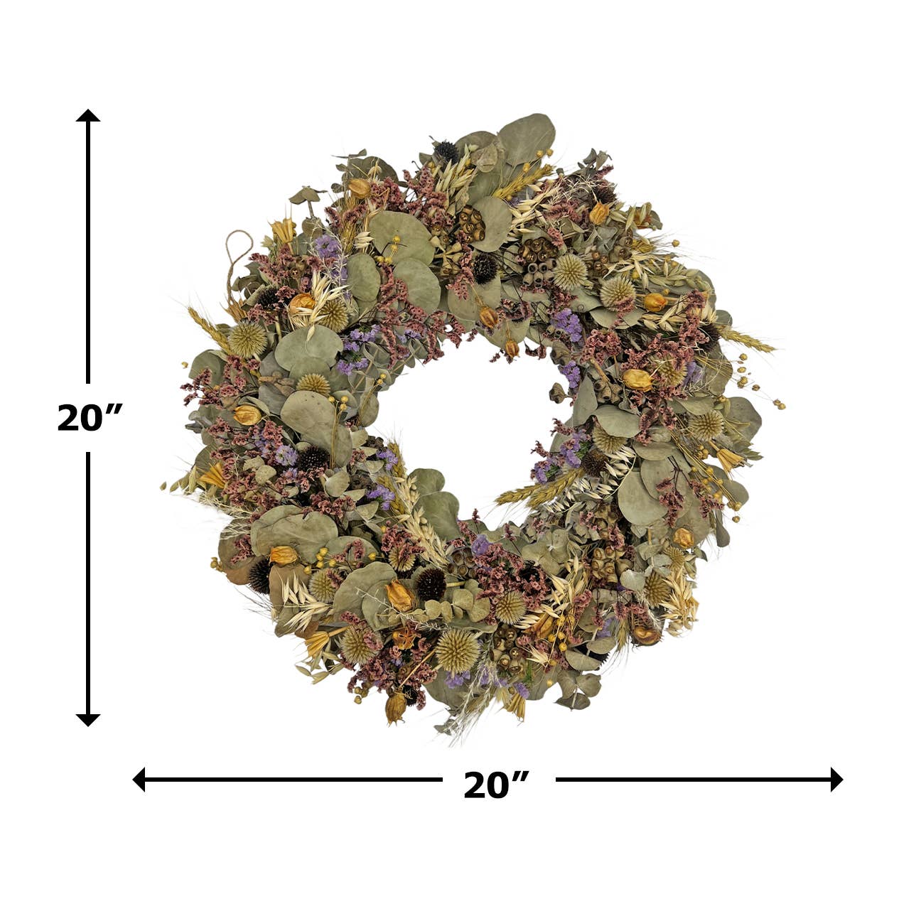 2626 Designs - Wholesale Krans - Gedroogde en geconserveerde decoratieve eucalyptuskrans van 51 cm6