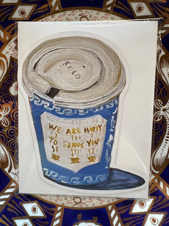 Carte découpée fantaisie en forme de tasse à café de NYC pour la vente par Carpe Diem Papers