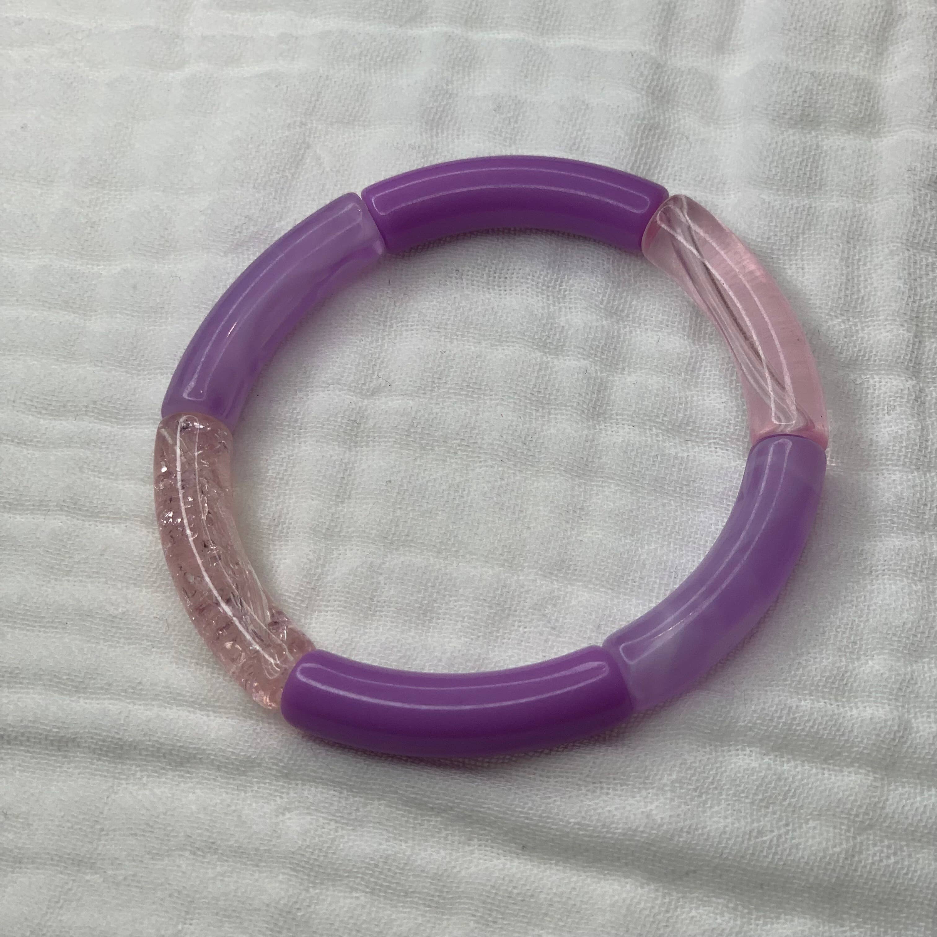 Manacreations - Wholesale Beaded Bracelet - Elastic bangle bracelets in pink and mauve tones9