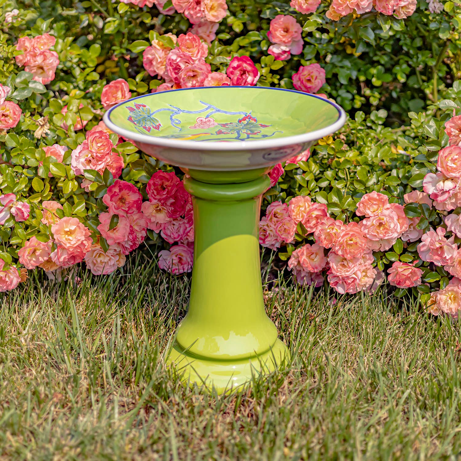 Zaer Ltd. International - Wholesale Bird Bath - 15 Inch Tall Porcelain Birdbaths- 6 Options4