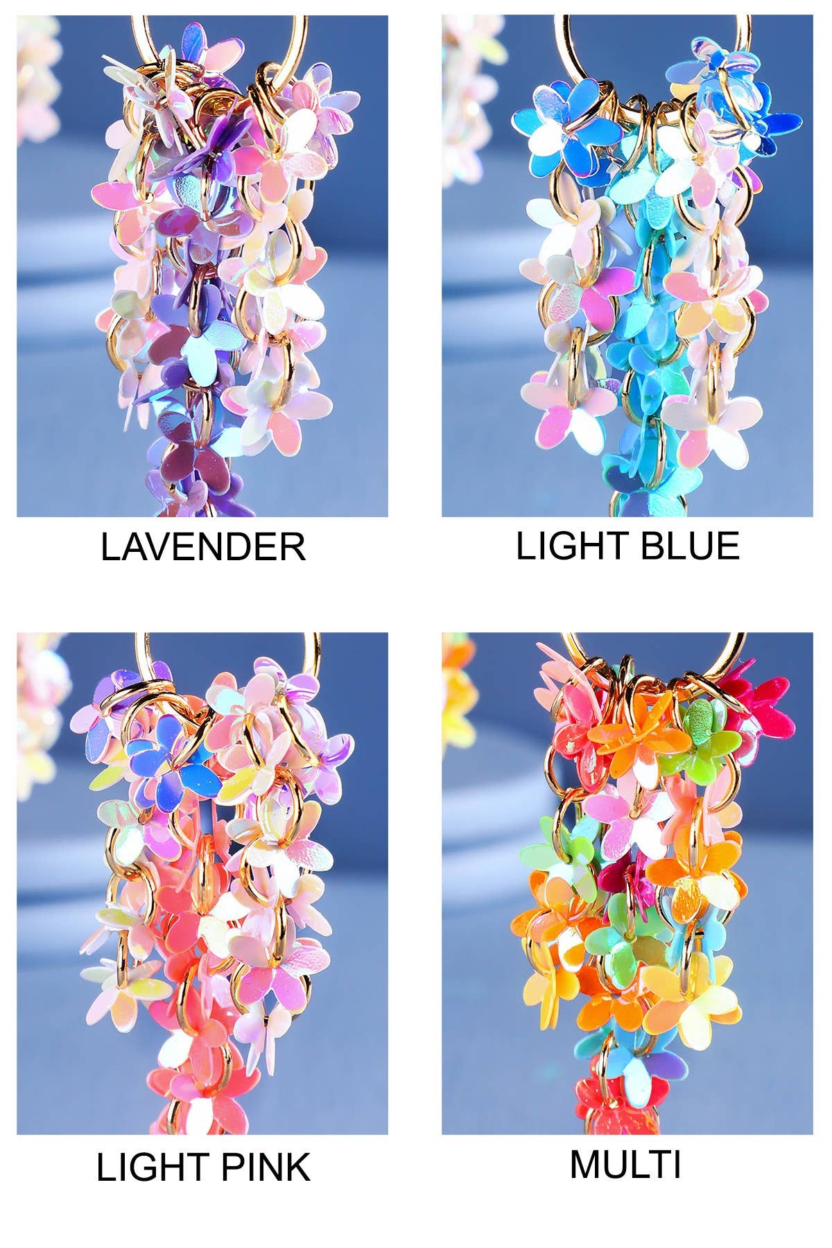 Urbanista - Wholesale Dangle Earrings - Falling Flower Sequin Earrings3