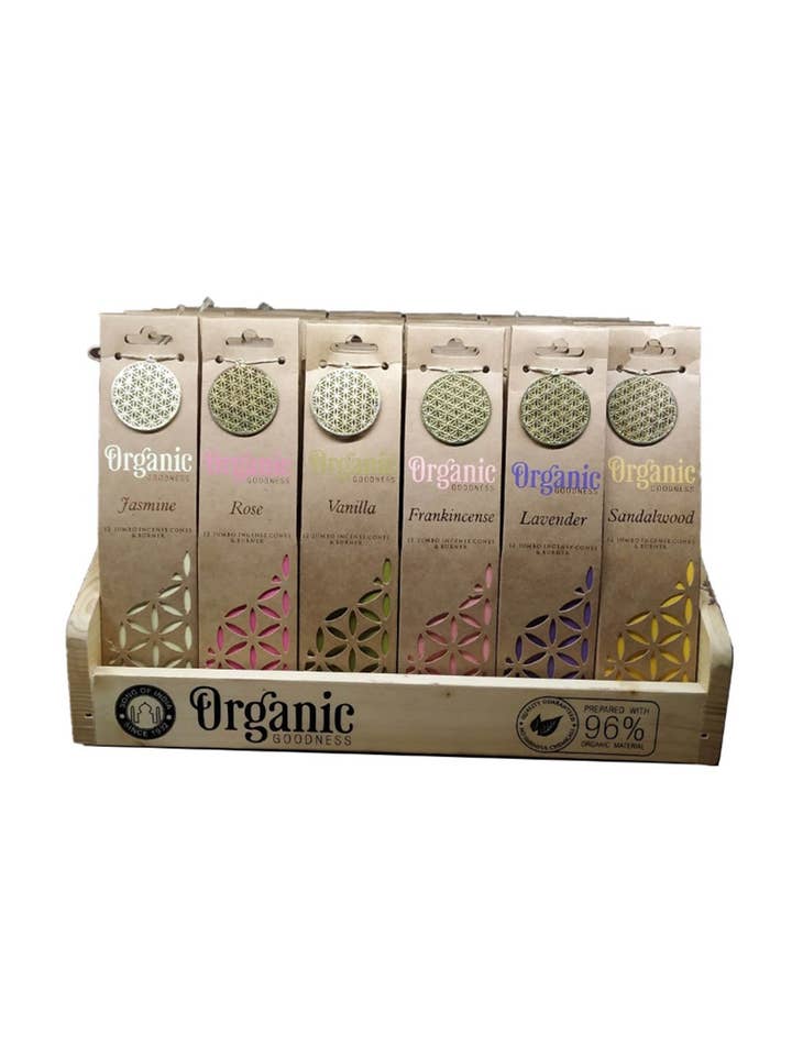 ORGANIC GOODNESS 12 Cones 6 Fragrances With Burner for wholesale by SferaNatura by INCI SRL