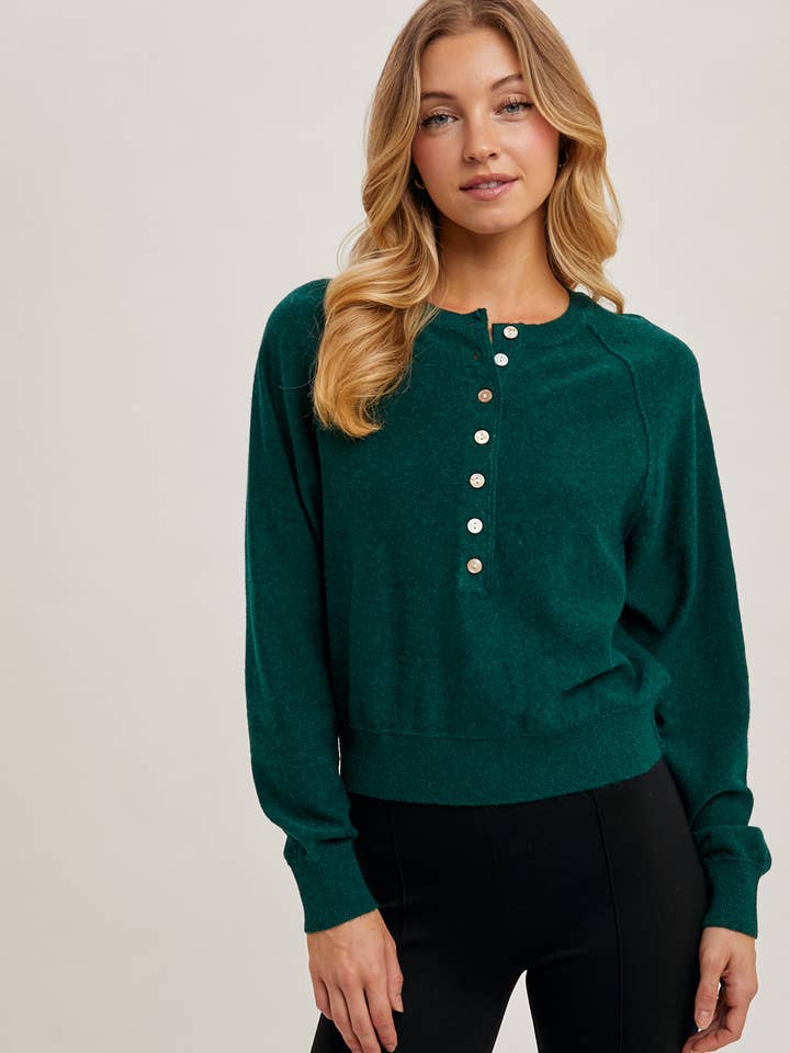 Bluivy - Wholesale Knit Sweater - Women's - HALF-BUTTON KNIT SWEATER