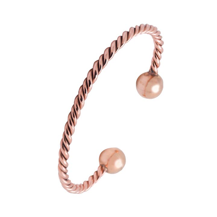 BR.CDB.4015 - Copper Twisted Cuff Bracelet w/ Copper Balls for wholesale by HPSilver, LLC