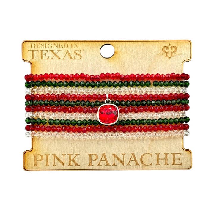 Pink Panache Brands - Wholesale Beaded Bracelet - Faceted small bead bracelet set with Austrian crystal - LC6