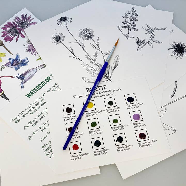 Madrona Press - Wholesale DIY Craft Kit - Watercolor Mini Print Kit - Wildflowers6