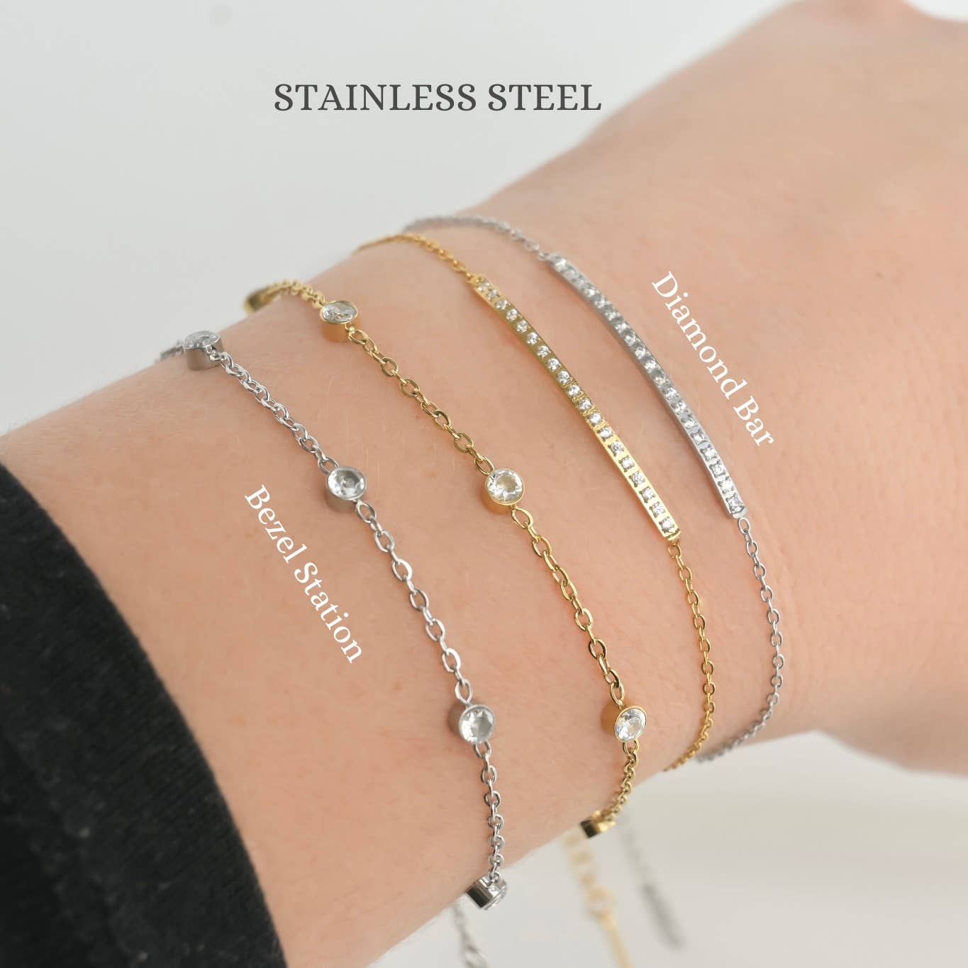 Blueyejewelry – Engroshandel Armbånd med vedhæng – Sølvarmbånd med diamanter - Bezel-armbånd - Kløverarmbånd1