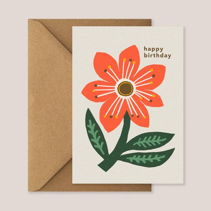 Carte d'anniversaire orange Marvellous Bloom pour la vente par Kiran Ravilious