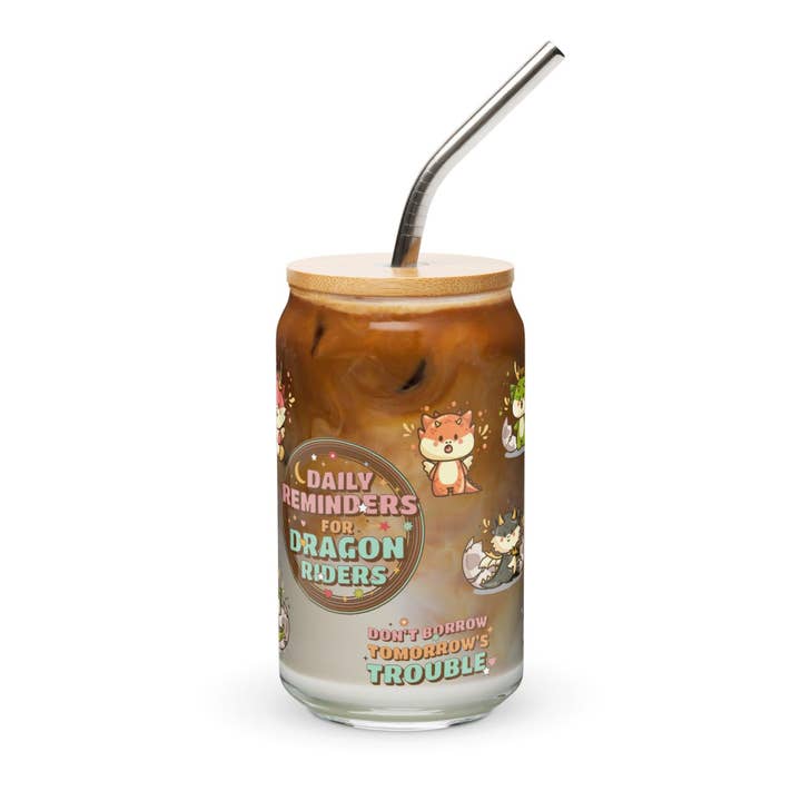 Daglige påmindelser til drageridderne dåseformet glas krus for engroshandel hos The Bean Workshop