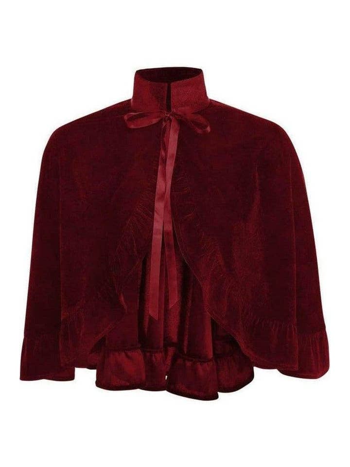 Daisy Corsets - Wholesale Cape - Women's - Dark Red Velvet Ruffle Cape