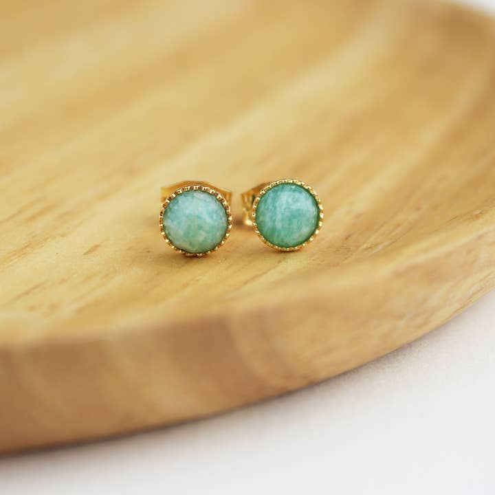 Minalis - Wholesale Stud/Post Earrings - Earrings gilded with fine gold and natural stones3